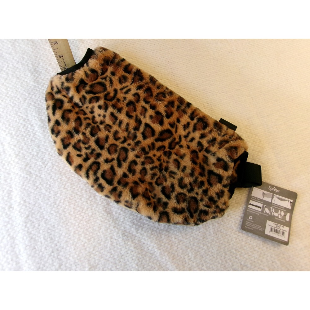 Sprigs Faux Fur Muff Hand Warmer Leopard Print Waist Bag Belt Fanny Pack Pockets